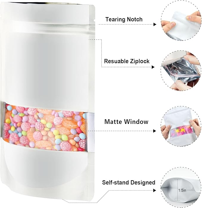 3.5"x5" 120pcs Mylar Bags for Food Storage, Smell Proof Bag - Image 3