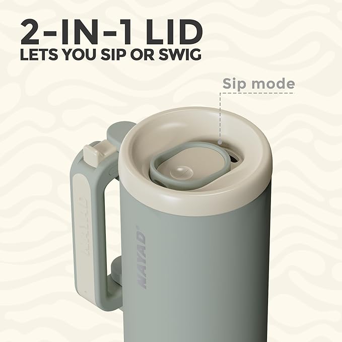 NAYAD 40oz Travel Tumbler with Handle and Straw|Cup Holder Friendly Insulated - Image 3