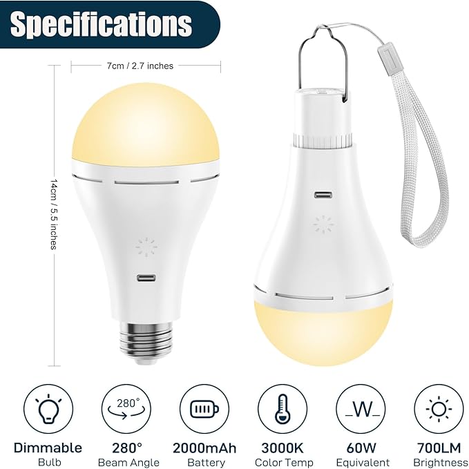 Brightown E26 Rechargeable Light Bulb - Image 2