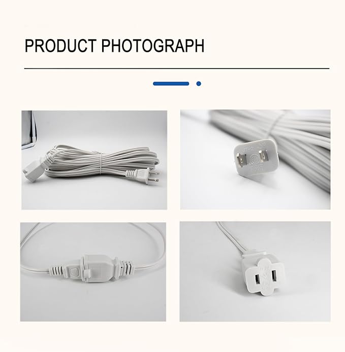50 ft Extension Cord, 2 Prong Indoor Power Cord, 18AWG SPT-2 Flat Cord Design - Image 5