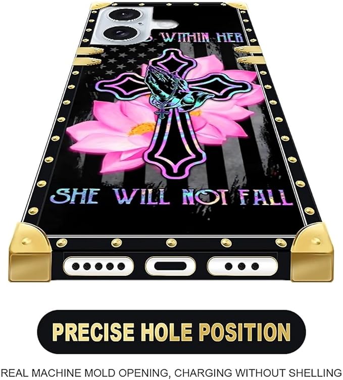 Compatible with iPhone 16 Case, Praying Cross Hands Luxury Golden Decoration - Image 6