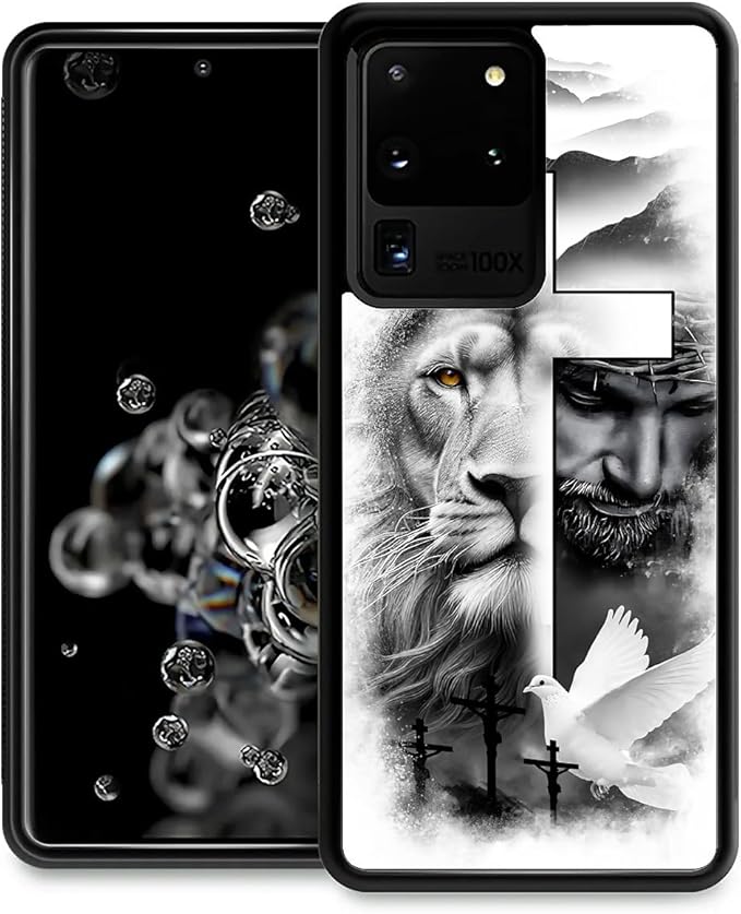 for Samsung Galaxy S20 Ultra Case, Lion Cross Jesus Christ Dove Pattern Graphic by FKBRCL4U