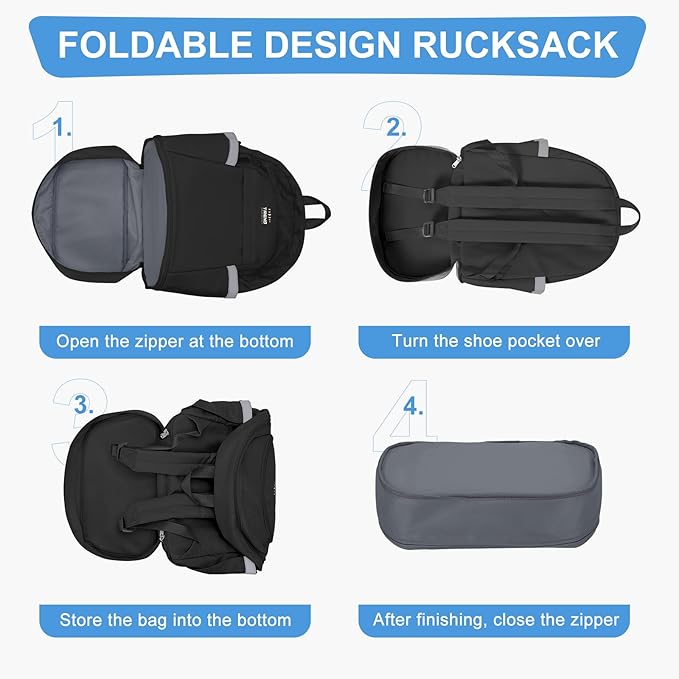 coofay Black Gym Backpack For Women Men Travel Backpack - Image 6