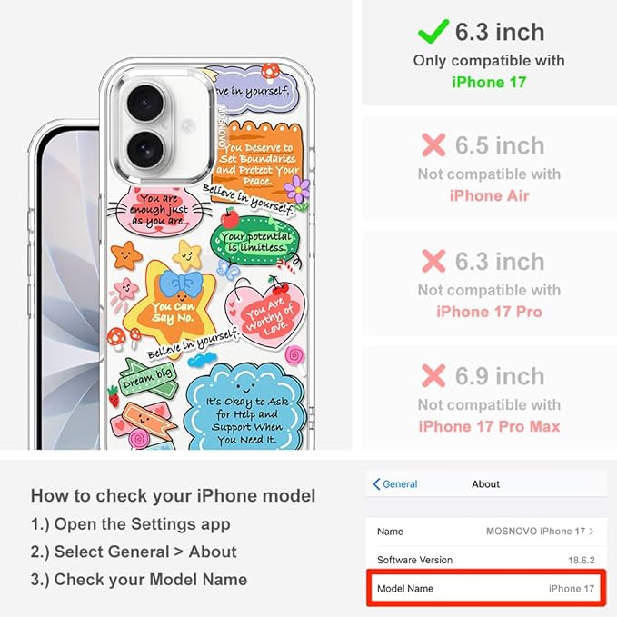 MOSNOVO for iPhone 17 Case, Shockproof Military-Grade Protection 6.6ft Drop - Image 2