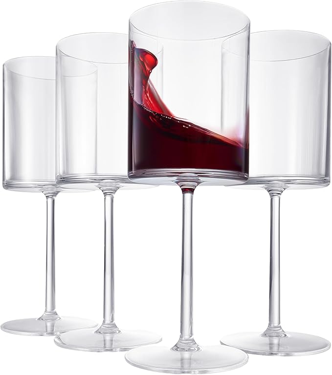 Unbreakable Stemmed Square Tritan Acrylic Wine Glasses European Style | Set of by Khen