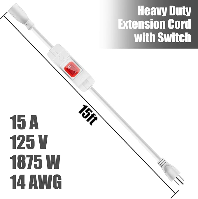 Extension Cord with Switch On/Off Waterproof Switch 15Ft No Plugging and - Image 2