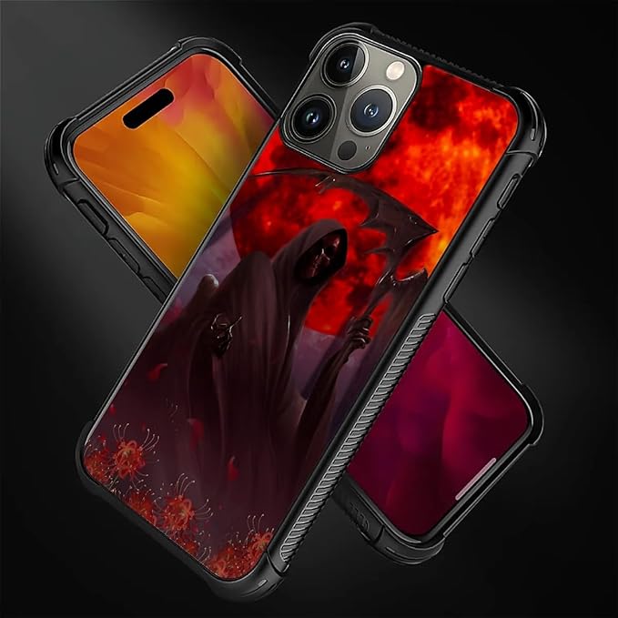 for iPhone 16 Pro Case, Death by The Red Moon Pattern Graphic Design Girl Boy - Image 4