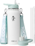 Coolflask Water Bottle with Straw, 40 oz Insulated Metal Water Flask with Straw by Coolflask