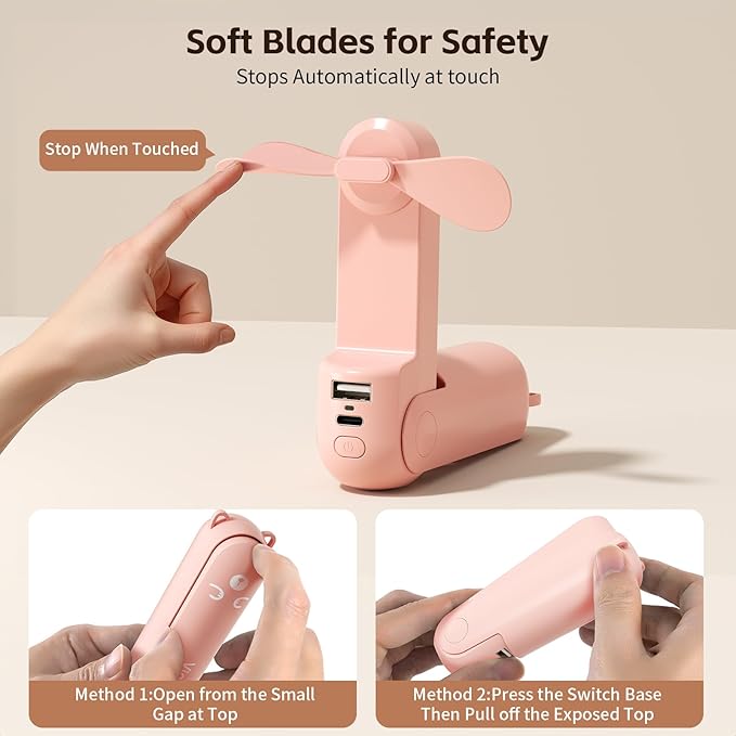 Mini Handheld Fan, USB Rechargeable 3 IN 1 Personal Cooler Fans - Image 3