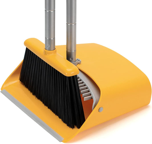 TreeLen Broom and Dustpan Set, Stand Up Broom and Dustpan for Home Cleaning