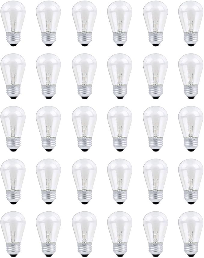 30 Pack S14 Outdoor String Light Bulbs Set orange, 120V 11W Clear Outdoor Patio by SkullisGemsandCrystals