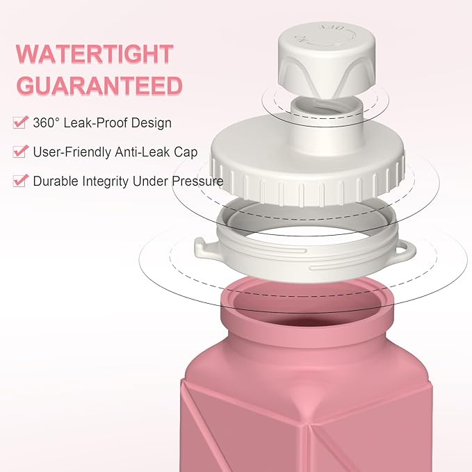 BEAUTAIL Collapsible Water Bottles 20.6oz, Silicone Foldable Portable Travel - Image 4