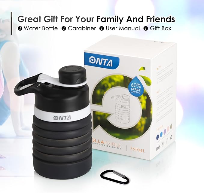 ONTA Collapsible BPA Free Silicone Water Bottle, 20oz - Image 9