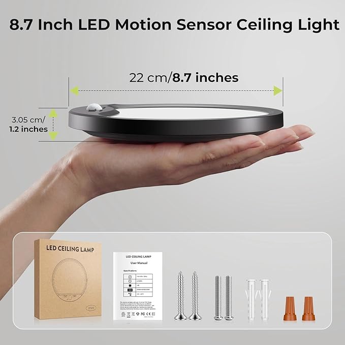 hepside Motion Sensor Ceiling Light Wired, 3000K/4000K/6500K LED Flush Mount - Image 8