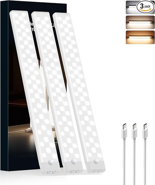 12 Inches Under Cabinet Lighting 3 Packs, Rechargeable Motion Sensor Light by Unknown