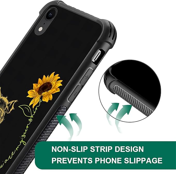 for iPhone XR Case, Pig Sunflower Yellow Sunshine Pattern Graphic Design Girl - Image 3