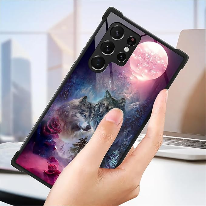 for Samsung Galaxy S22 Ultra Case, Star Two Wolfs Howling Pattern Graphic - Image 7