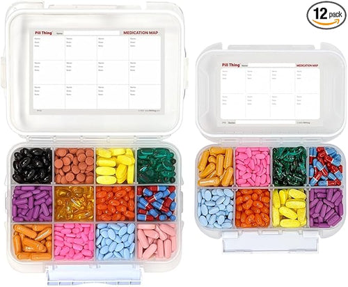 8 and12 Compartment Large Pill Cases by PillThing