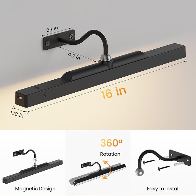 3Pack Picture Light Battery Operated, 16in Picture Light - Image 4
