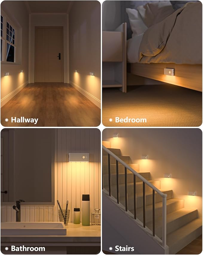 WILLED Motion Sensor Night Light, Rechargeable Stair Lights Indoor, Warm White - Image 2