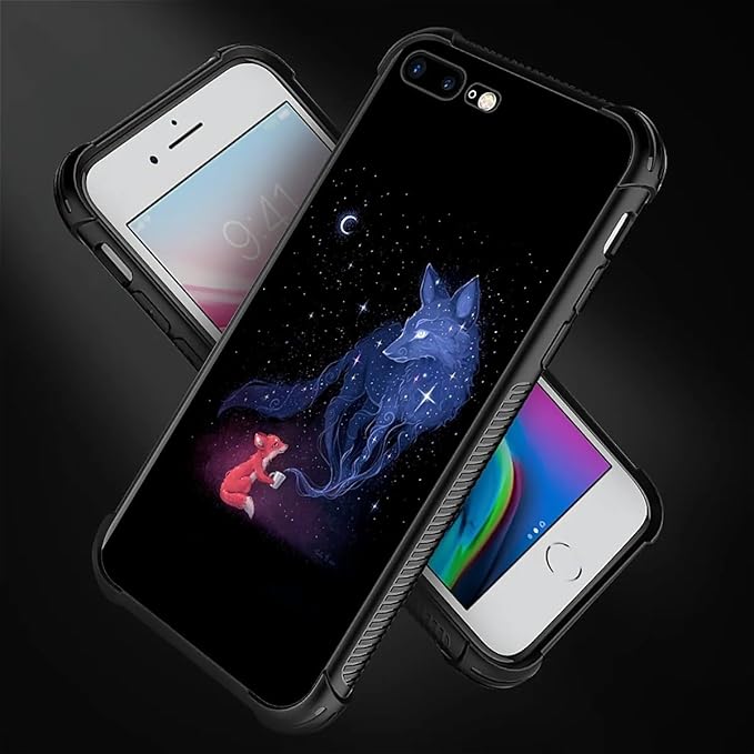 for iPhone 7 Plus/8 Plus Case, Galaxy Fox Wolf Pattern Graphic Design Girl Boy - Image 4