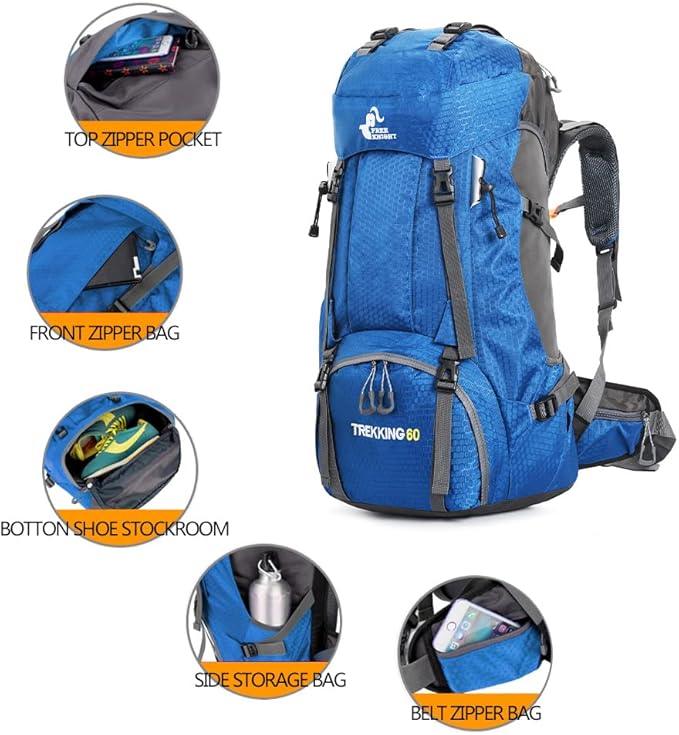 Bseash 60L Waterproof Hiking Camping Backpack - Image 3