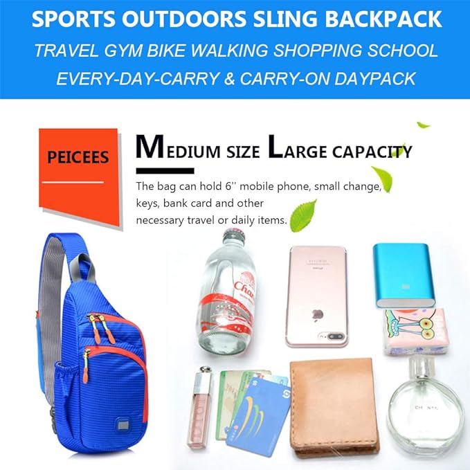 Peicees Small Sling Backpack Waterproof Unisex Shoulder Bag Chest Crossbody - Image 5