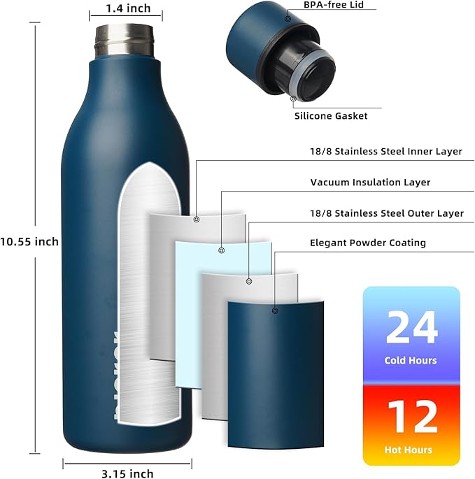 BJPKPK Insulated Water Bottles, 25 oz Stainless Steel Metal Water Bottle - Image 3
