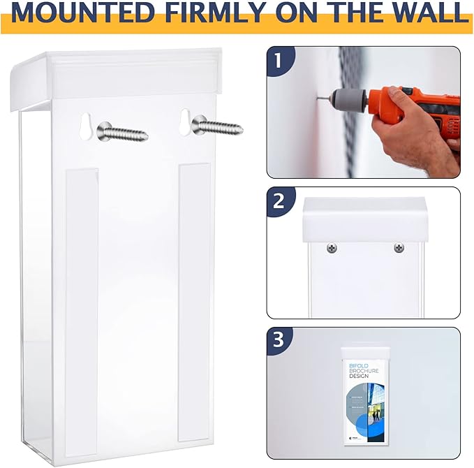 Remerry 2 Pieces Acrylic Outdoor Brochure Holder 4 x 9 Inch Waterproof Wall - Image 4