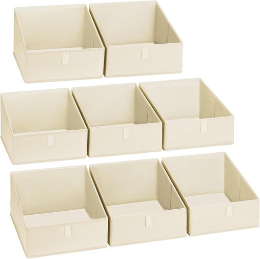 DIMJ Closet Storage Bins 8 Pack - Fabric Trapezoid Closet Organizer Bin, Foldable Storage Baskets for Shelves, Closet Shelf Organizer, Clothing Storage Box for Toys, Books, Towel, Clothes