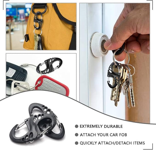 12 Pack 2" Carabiner Clip Plastic S Carabiner Clips Paracord Keychain Hooks - Image 2