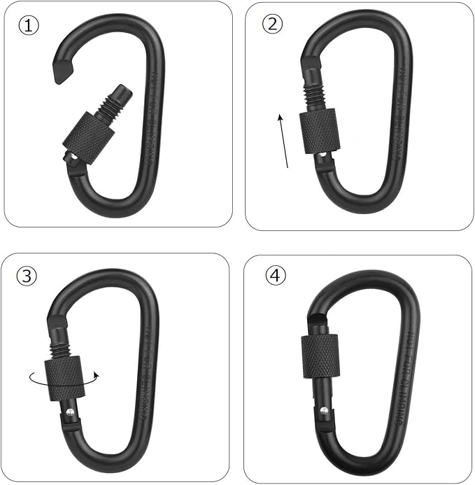 Locking Carabiner Clip, Vonpri 3 Inch D Ring Clips Spring Snap Key Chain Hook - Image 7