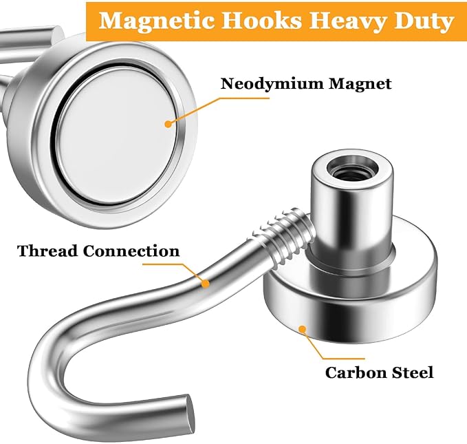 MIN CI 68Pack Super Strong Magnetic Hooks, 25lbs Heavy Duty Magnetic Hook - Image 4