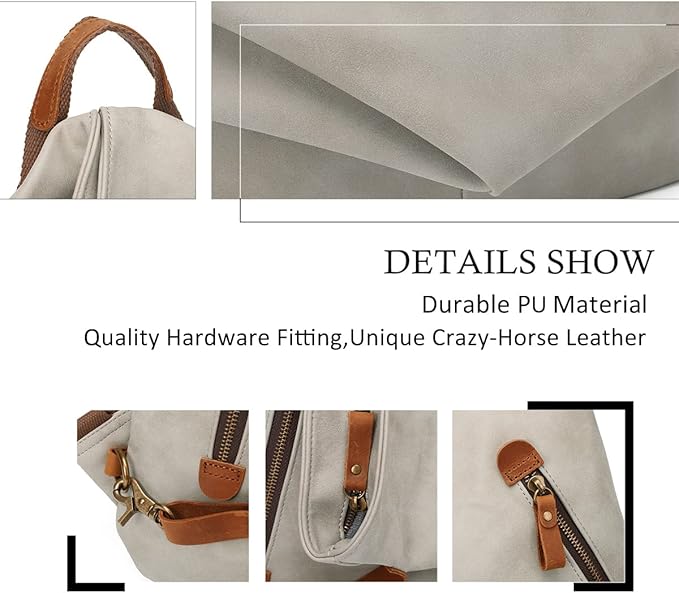 KL928 PU Leather Vintage Backpack – Large Casual Daypack Outdoor Travel - Image 3