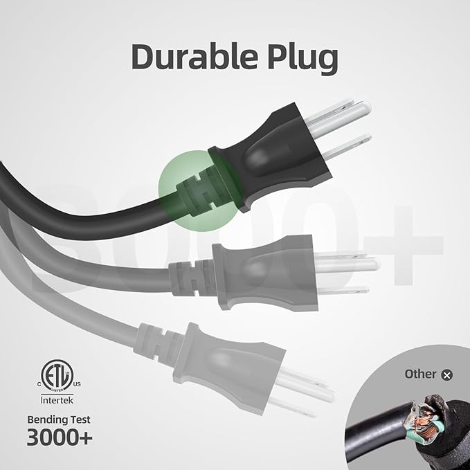TiFFCOFiO Indoor Outdoor Extension Cord Waterproof, 25 Feet 3 Prong Power Cord - Image 3