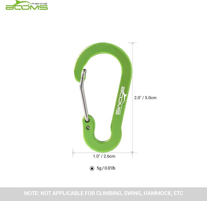 Booms Fishing CC1 Multi-Use Carabiner Clip, 6 Pack Small Caribeener Clips - Image 5
