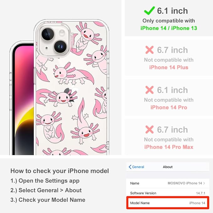 MOSNOVO for iPhone 13/14 Case | Military Grade 6.6ft Drop Tested | Clear - Image 2