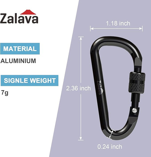 6PCS Carabiner Keychain, 2 inch Aluminum D-Clip Caribeener - Image 2