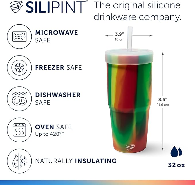 Silipint 32oz Silicone Straw Tumbler – BPA-Free, Unbreakable, Dishwasher Safe – - Image 2
