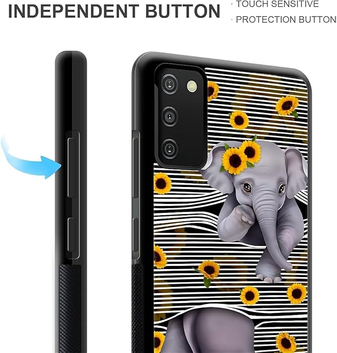 for Samsung Galaxy S20 FE Case, Cute Little Elephant Sunflower White Line Art - Image 2