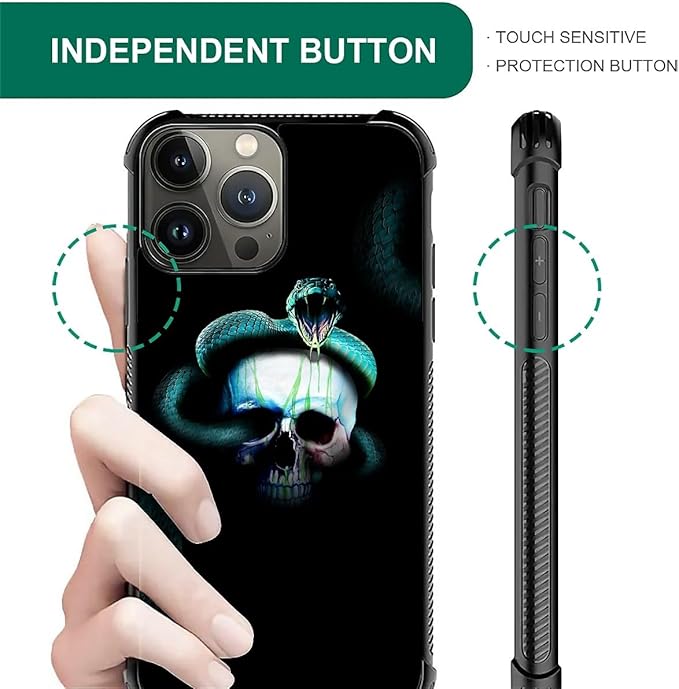 for iPhone 15 Pro Case, Skeleton Winding Snake Pattern Graphic Design Girl Boy - Image 2
