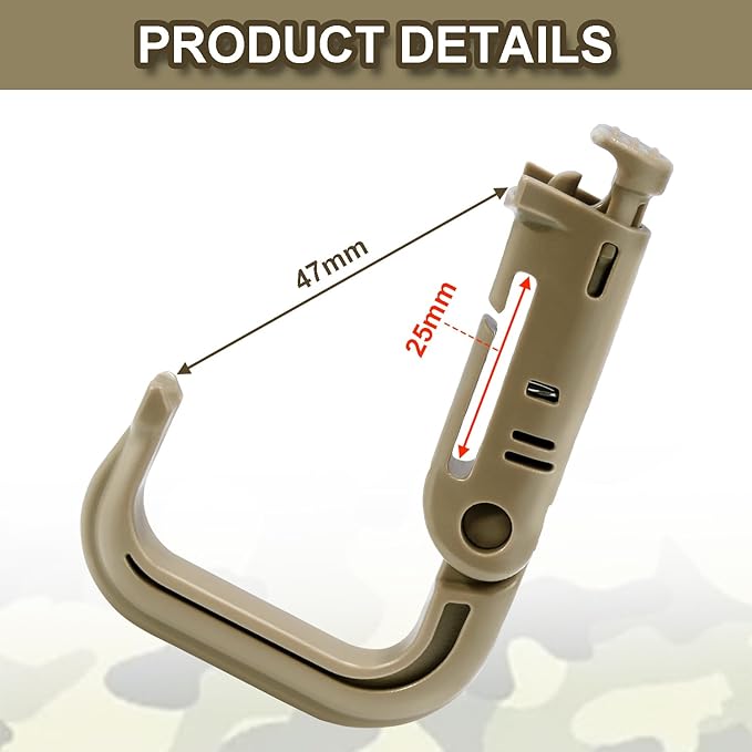 6 Pack 2.12“ Tactical Locking D Ring Plastic Carabiner Backapck Molle Hook Clip - Image 3