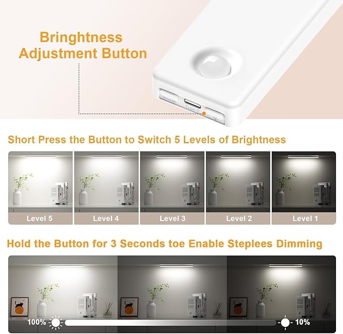 13inch Under Cabinet Lighting, 2500mAh Motion Sensor Light Indoor, USB - Image 5