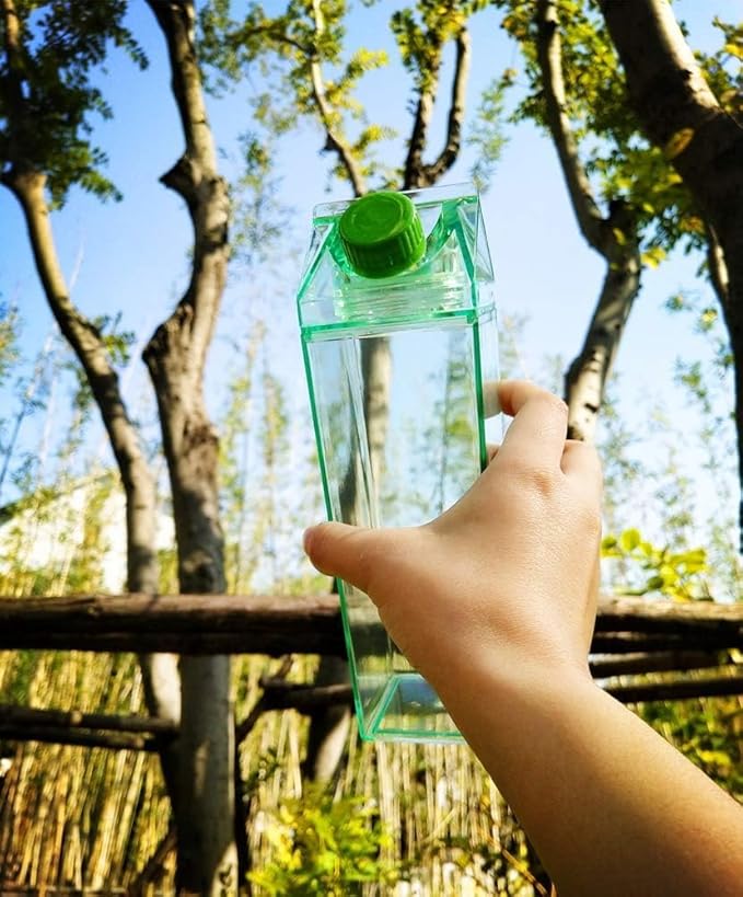 Jinberry 1000ml/34oz Cute Leakproof Clear Milk Carton Water Bottle Portable - Image 5