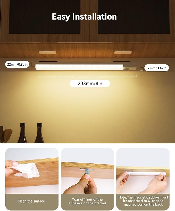 Under Cabinet Lighting 8 Inches Rechargeable Motion Sensor Light Indoor - Image 6