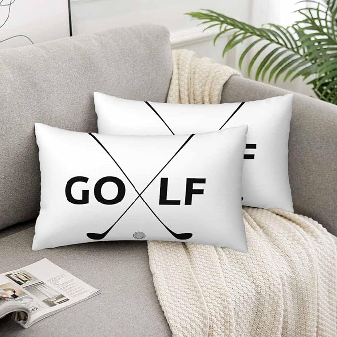 Black Golf Clubs Pillow Covers 12 X 20 Sports Themed Decor Symbol Golf Set of 2 - Image 5