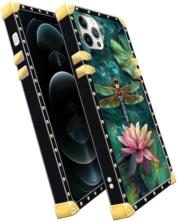 Compatible with iPhone 11 Pro Max Case, Colourful Dragonfly Pink Lily Pads - Image 3