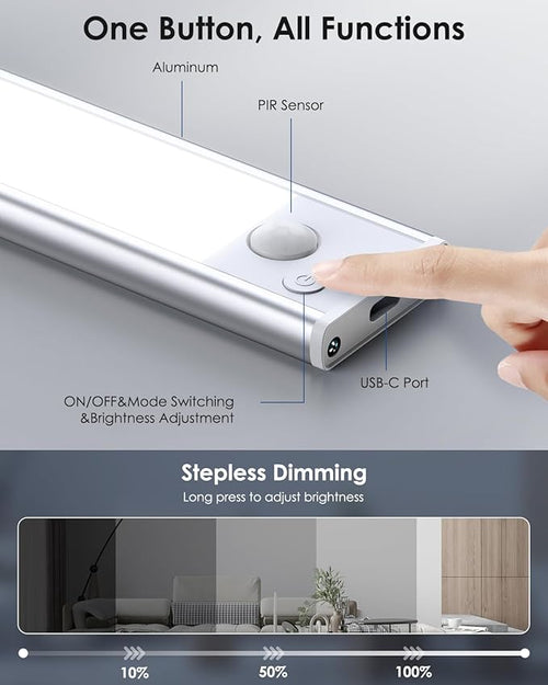 2-Pack Under Cabinet Lighting, Upgraded 3200mAh Rechargeable Under Cabinet - Image 2