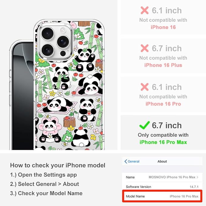 MOSNOVO for iPhone 16 Pro Max Case, Shockproof Military-Grade Protection 6.6ft - Image 2