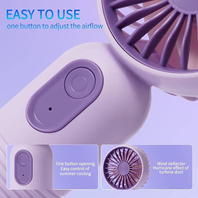 Mini Portable Fan 3 Pack, Cute Handheld Battery Operated Lightweight Small - Image 4